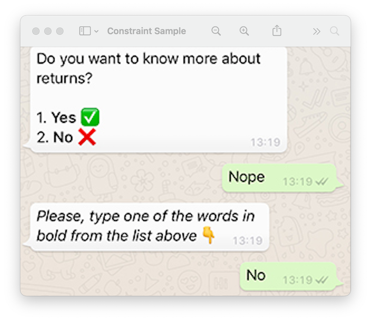 WhatsApp API Constraints Example