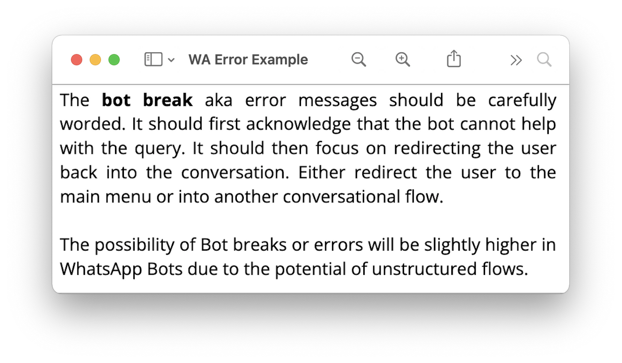 WhatsApp API Error Example