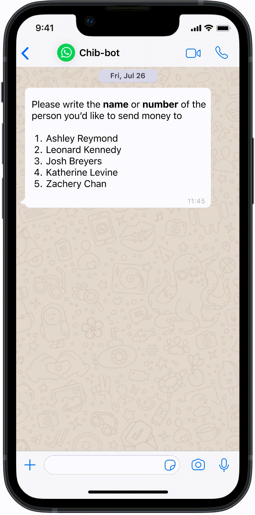 WhatsApp Chat Interface with Chib-bot