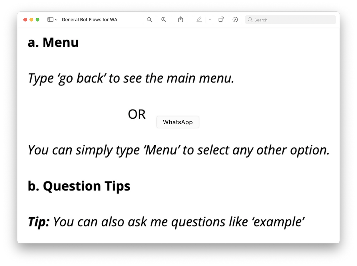 WhatsApp Conversation Flow Example